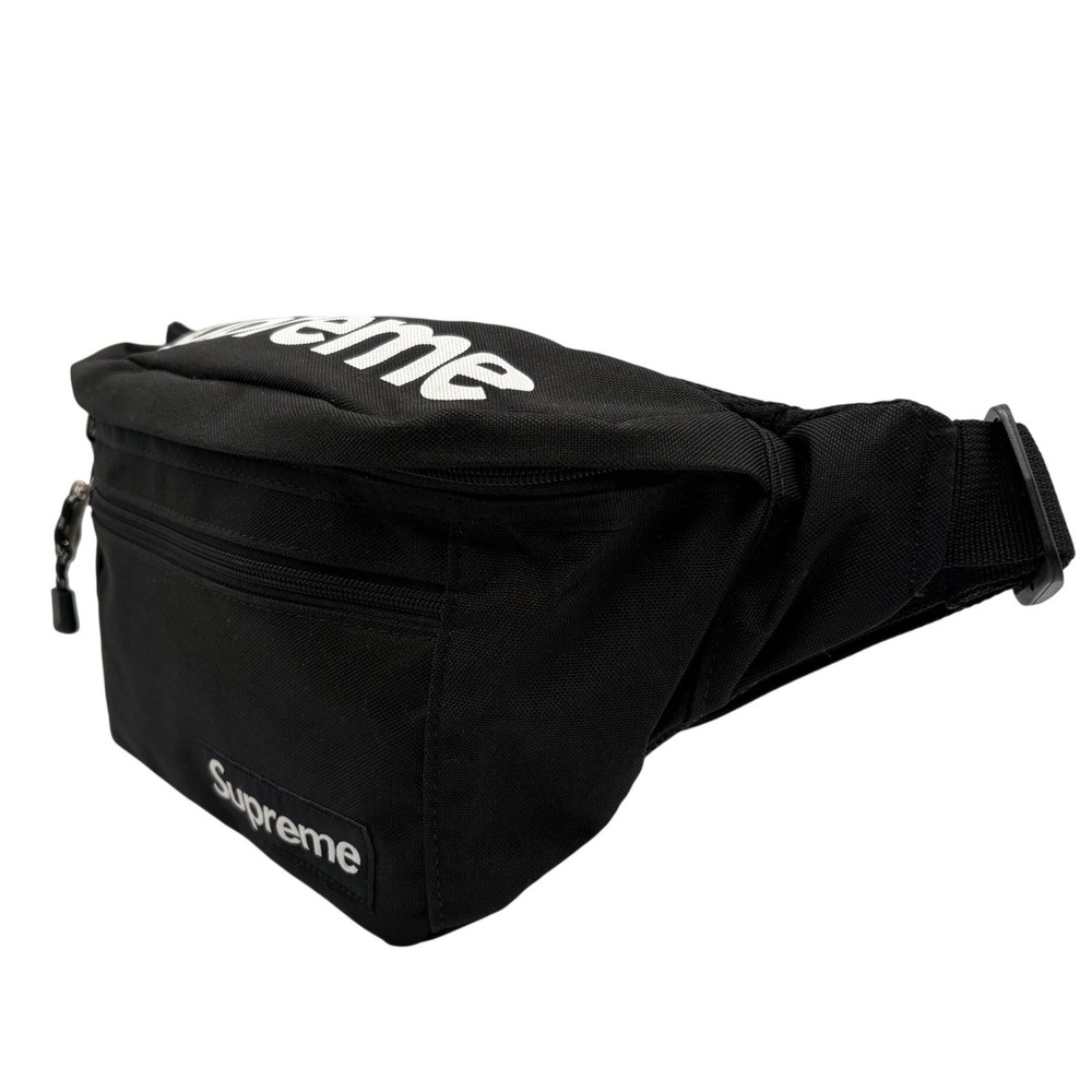 Supreme Waist Bag Unisex Black Excellent Canvas Logo Fanny Pack Hip Belt - Picture 3 of 6